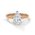 2 Ct Solitaire Pear Shaped Diamond Ring in Classic 14K Solid Gold