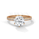 2 Ct Round Brilliant Diamond Engagement Ring with Pave Rose Gold Band
