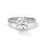 2 Ct Round Brilliant Diamond Engagement Ring with Pave Rose Gold Band