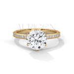 2 Ct Round Brilliant Diamond Engagement Ring with Pave Rose Gold Band