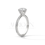2 Ct Round Brilliant Diamond Engagement Ring with Pave Rose Gold Band