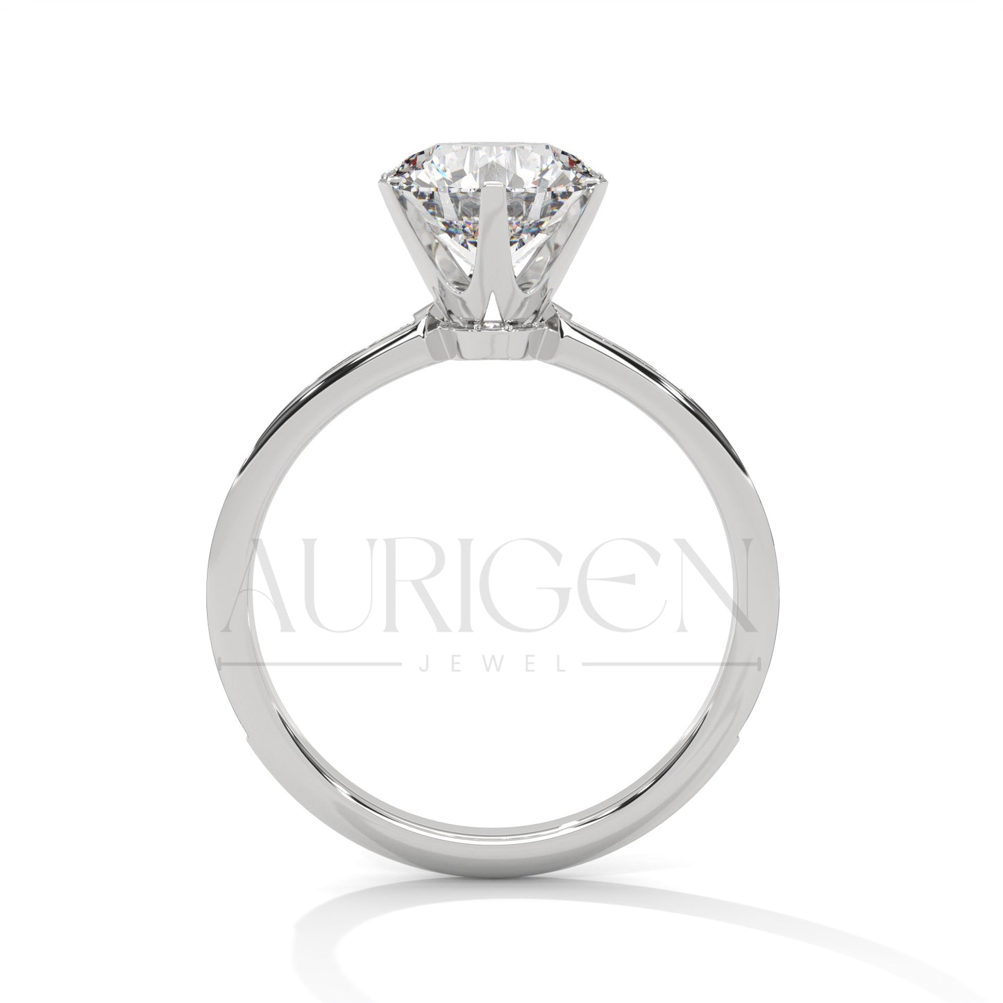 2 Ct Round Brilliant Diamond Engagement Ring with Pave Rose Gold Band