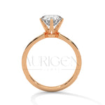 2 Ct Round Brilliant Diamond Engagement Ring with Pave Rose Gold Band