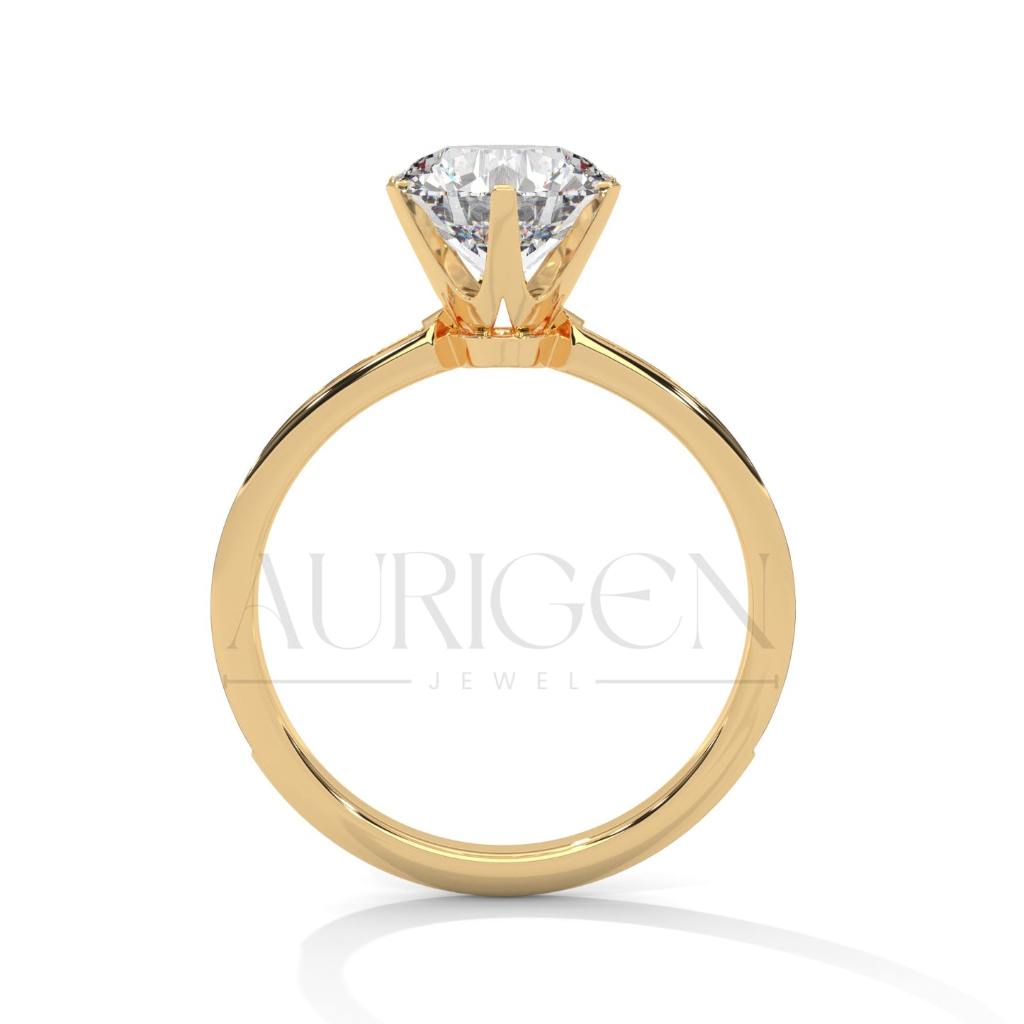 2 Ct Round Brilliant Diamond Engagement Ring with Pave Rose Gold Band