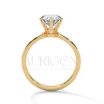 2 Ct Round Brilliant Diamond Engagement Ring with Pave Rose Gold Band