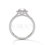 1 Ct Round Halo Diamond Engagement Ring in 14K Solid Gold with Pave Band