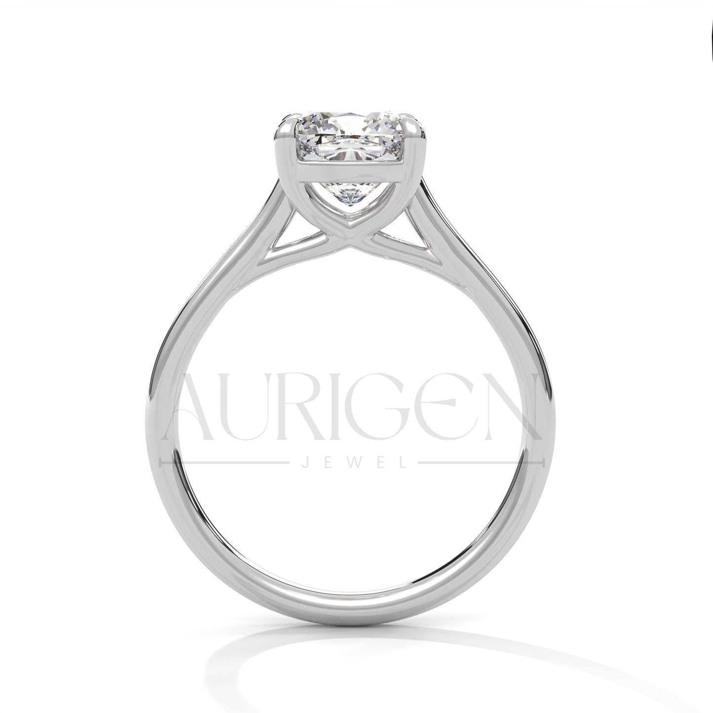 Cushion Cut Solitaire Engagement Ring in Classic 14K Solid Gold