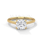 Cushion Cut Solitaire Engagement Ring in Classic 14K Solid Gold