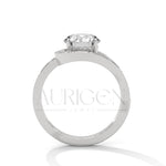 14K Solid Gold Split Shank Engagement Ring with Halo Diamonds