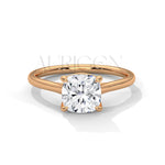 Cushion Cut Solitaire Engagement Ring in Classic 14K Solid Gold