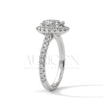Dazzling 14K Solid Gold Engagement Ring Oval Cut Moissanite Diamond Halo and Pave Setting Ring