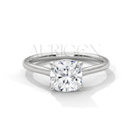 Cushion Cut Solitaire Engagement Ring in Classic 14K Solid Gold