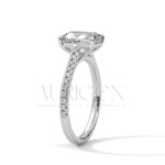 Timeless Emerald Cut Moissanite Ring with Pave Diamond Band