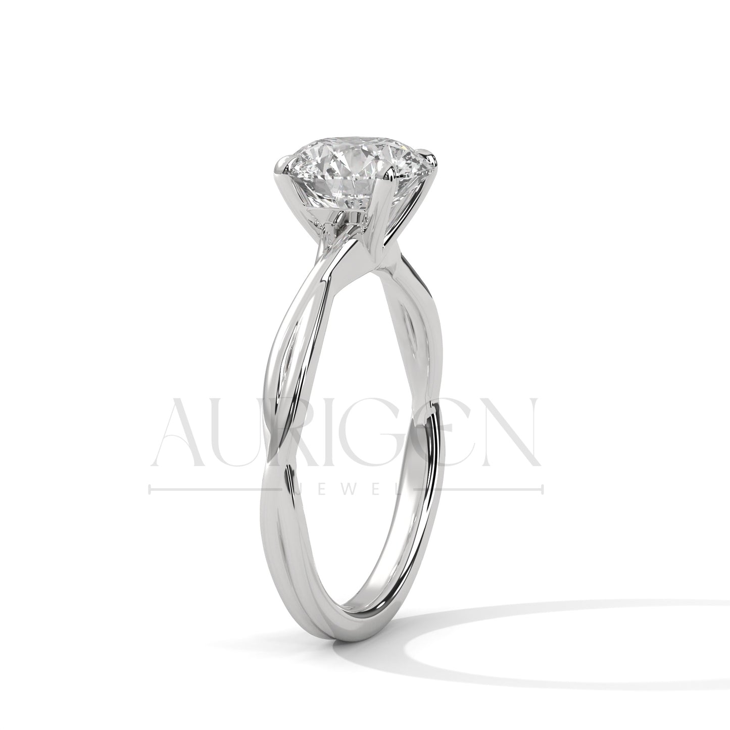 Twist Solitaire 2.00 CT Round Cut Moissanite Diamond Engagement Ring
