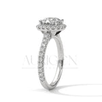 Luxurious Cushion Cut Engagement Ring with Halo and Pave Diamonds In 14K Solid Gold Ring