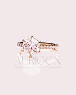 Stunning Hexagon Cut Moissanite and Lab Grown Diamond Engagement Ring in Solid Gold