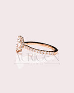 Stunning Hexagon Cut Moissanite and Lab Grown Diamond Engagement Ring in Solid Gold