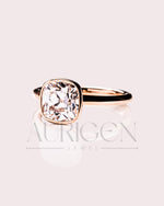 Elegant 2ct Cushion Cut Moissanite and Lab Grown Bezel Set Ring - 14K Solid Gold