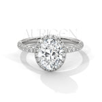 Timeless 18K Solid Gold Engagement Ring with Oval Cut Diamond and Halo Design
