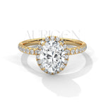 Timeless 18K Solid Gold Engagement Ring with Oval Cut Diamond and Halo Design