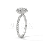 Timeless 18K Solid Gold Engagement Ring with Oval Cut Diamond and Halo Design