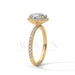 Timeless 18K Solid Gold Engagement Ring with Oval Cut Diamond and Halo Design