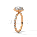 Timeless 18K Solid Gold Engagement Ring with Oval Cut Diamond and Halo Design
