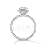 Timeless 18K Solid Gold Engagement Ring with Oval Cut Diamond and Halo Design