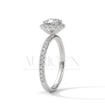 1.00 CT Cushion Cut Diamond Halo Ring with Pave Setting in 14K Solid Gold