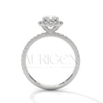 1.00 CT Cushion Cut Diamond Halo Ring with Pave Setting in 14K Solid Gold
