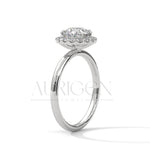 A Beautiful 14K Solid Gold Round Moissanite Diamond Ring Featuring a Unique Halo