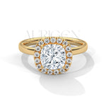 14K Solid Gold 2.00 CT Cushion Cut Diamond Halo Engagement Ring