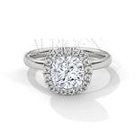 14K Solid Gold 2.00 CT Cushion Cut Diamond Halo Engagement Ring