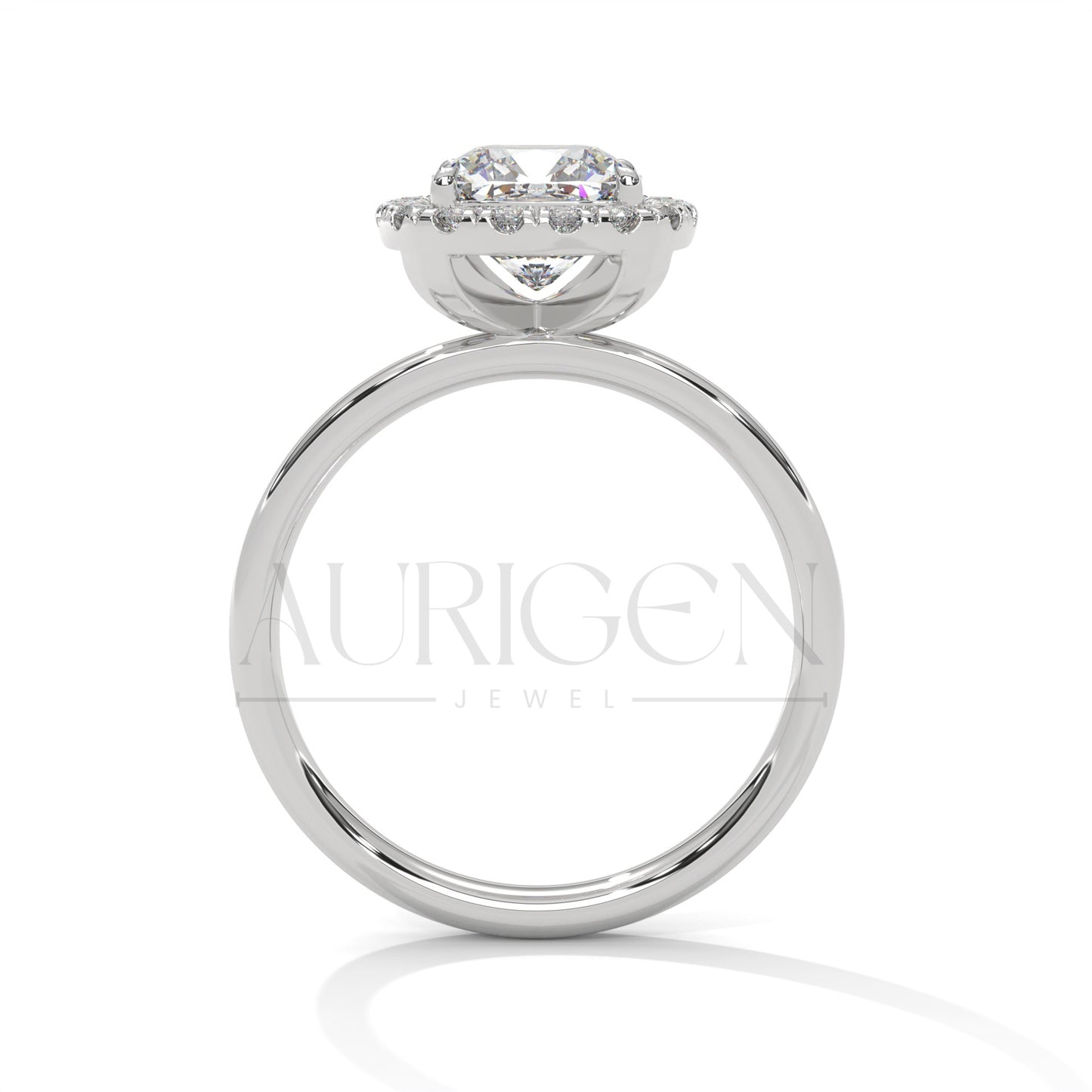 14K Solid Gold 2.00 CT Cushion Cut Diamond Halo Engagement Ring