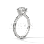 Elegant Round Cut Diamond Pave and Six Prong Set Ring in 14K Solid Gold