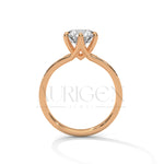 Elegant Round Cut Diamond Pave and Six Prong Set Ring in 14K Solid Gold