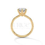 Elegant Round Cut Diamond Pave and Six Prong Set Ring in 14K Solid Gold