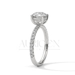 2.0 CT Round Brilliant Cut Diamond Pave Engagement Ring in 14K Solid Gold