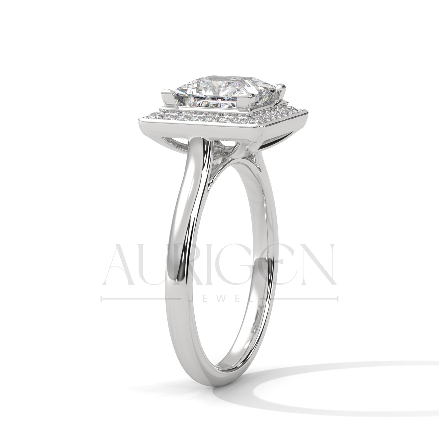 2.0 CT Princess Cut Diamond Engagement Ring with Halo in 14K Solid Gold