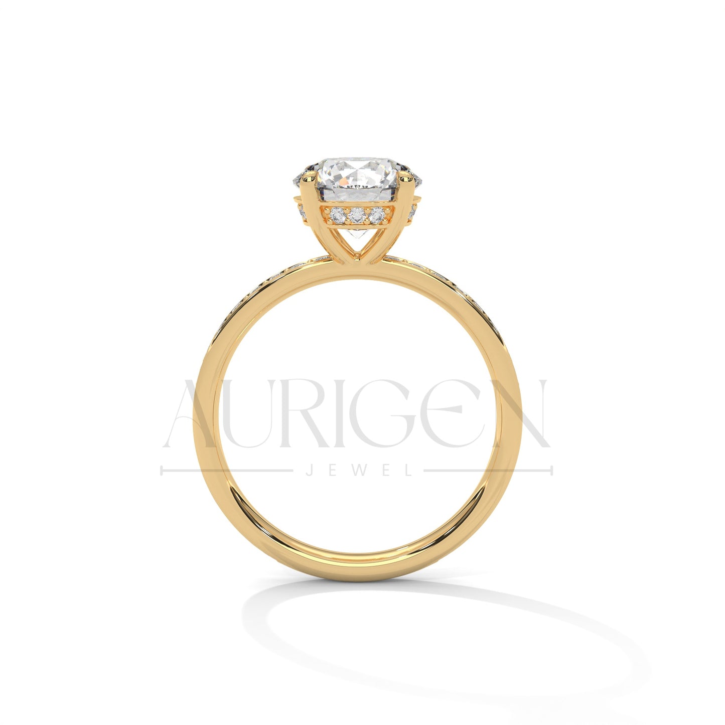 Classic 2.0 CT Round Cut Diamond Ring – 14K Solid Gold with Pave Accents