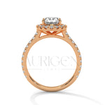 Dazzling 14K Solid Gold Engagement Ring Oval Cut Moissanite Diamond Halo and Pave Setting Ring