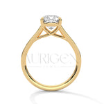 Elegant Cushion Cut Ring in 14K Solid Gold with Pave Diamonds