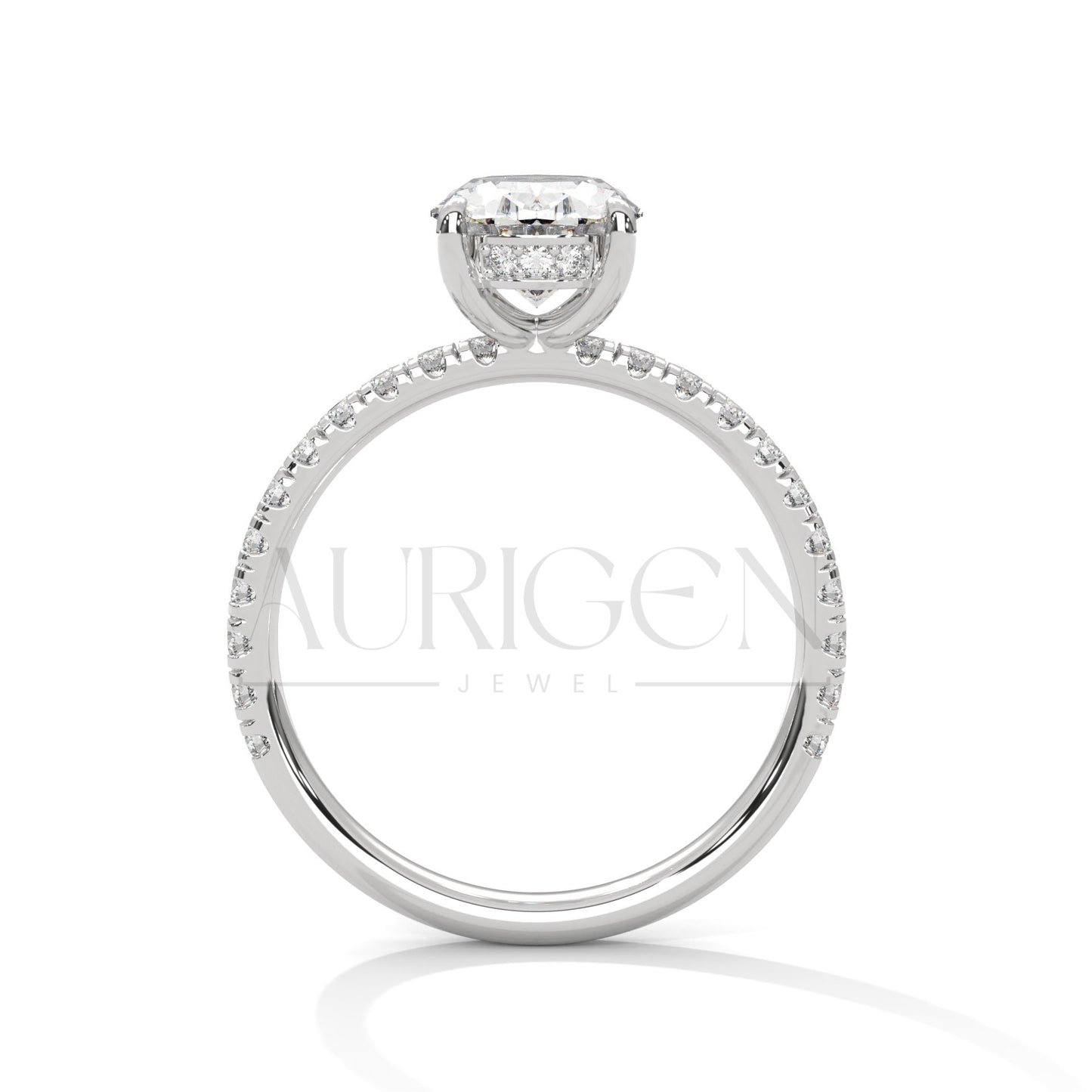 2.0 CT Oval Cut Diamond Pave Set Engagement Ring in 14K Solid Gold