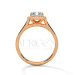 The Regal Radiance – 2.00 CT Emerald Cut Moissanite Halo Diamond Ring in 14K Solid Gold