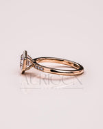 Bezel Setting Hexagon Cut Moissanite and Lab Grown Diamond Ring in 14K Rose Gold