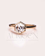 Bezel Setting Hexagon Cut Lab Grown and Moissanite Diamond Ring