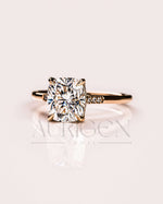 Luxury 14K Yellow Gold-Cushion Cut Moissanite and Lab Grown Diamond Ring
