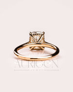 Luxury 14K Yellow Gold-Cushion Cut Moissanite and Lab Grown Diamond Ring