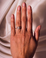 Luxury 14K Yellow Gold-Cushion Cut Moissanite and Lab Grown Diamond Ring