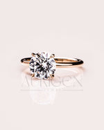 Round Moissanite and Leb Grown Solitaire Engagement Ring in 18k Rose Gold